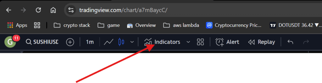 Indicators tab in tradingview